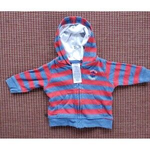 Carters Just One You Hoodie 3 Month  Captain Adorable Zipper Red Blue Stripes